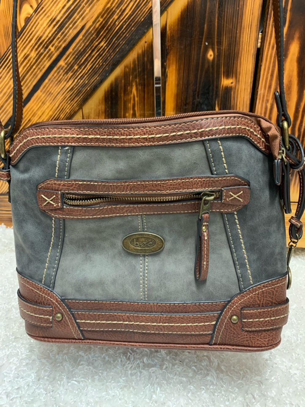 B.O.C. Gray and Brown Crossbody Bag